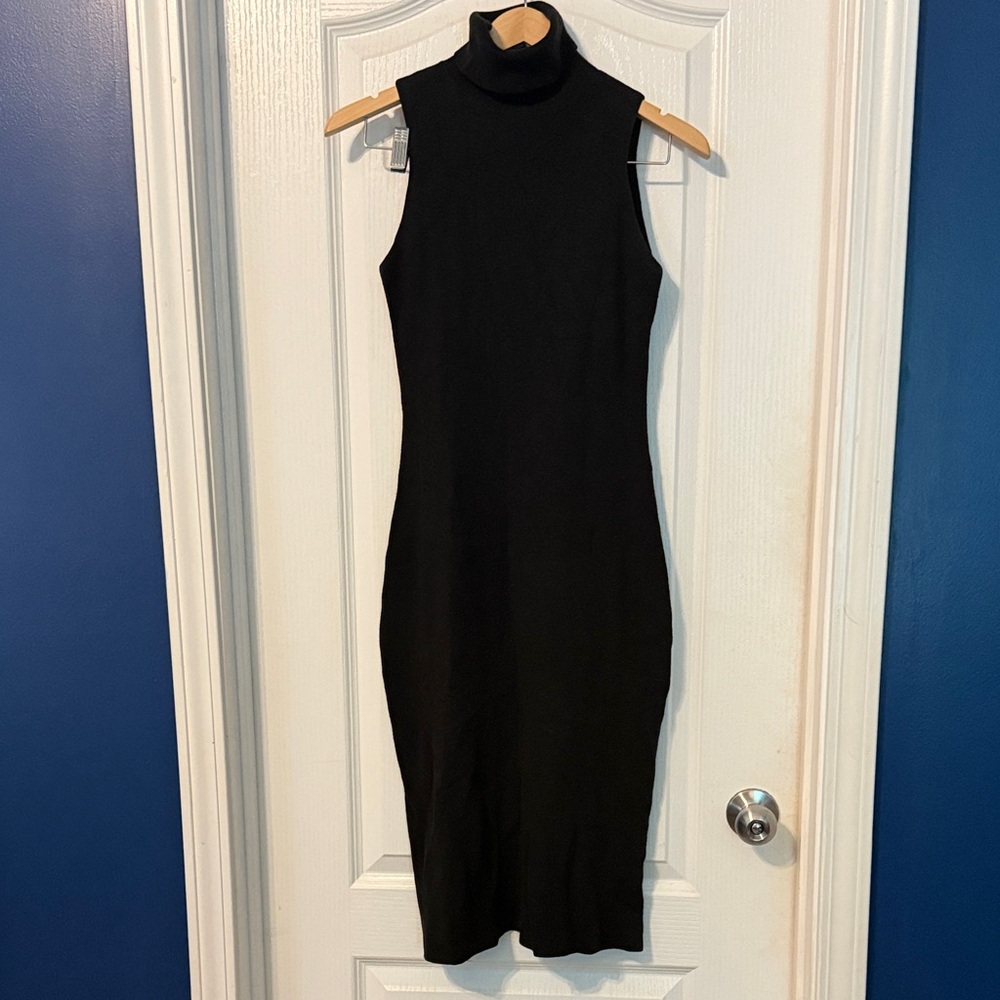 Chic Black Sleeveless sweater Midi Dress